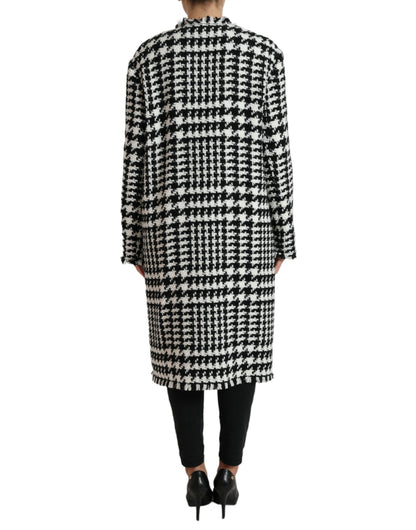 Dolce &amp; Gabbana – Trenchcoat-Jacke mit Hahnentrittmuster in Schwarz und Weiß