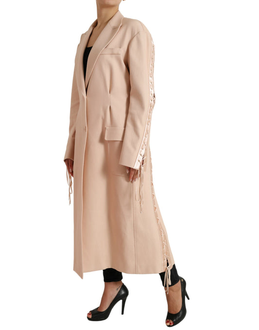 Dolce &amp; Gabbana Beige Cotton Single Breasted Long Coat Jacket