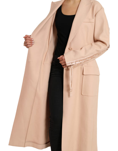 Dolce &amp; Gabbana Beige Einreihige lange Manteljacke aus Baumwolle