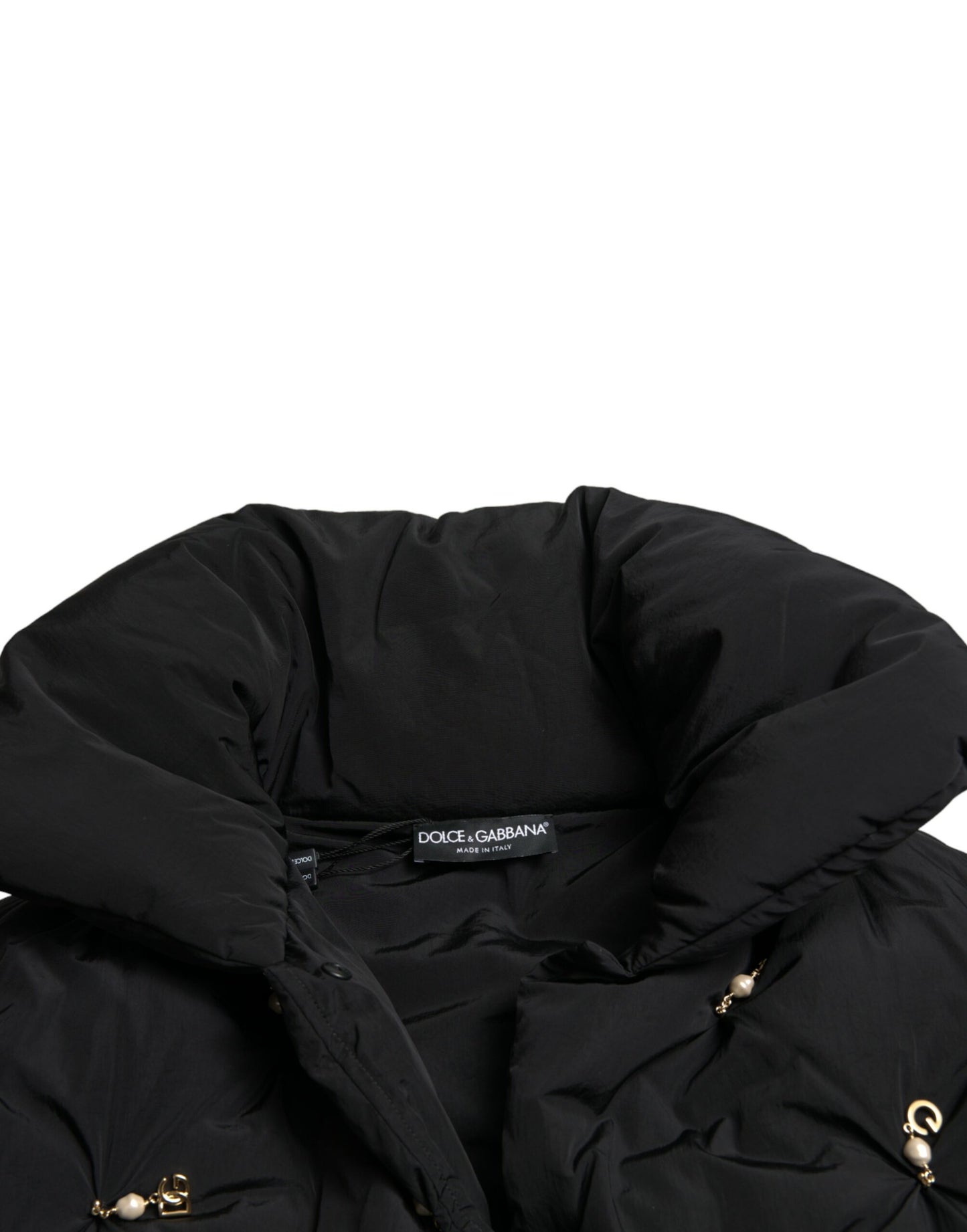 Dolce &amp; Gabbana – Schwarze, verzierte, gesteppte Shell-Bomberjacke