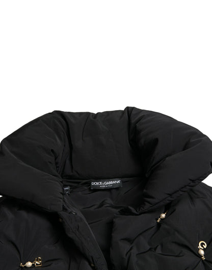 Dolce &amp; Gabbana – Schwarze, verzierte, gesteppte Shell-Bomberjacke