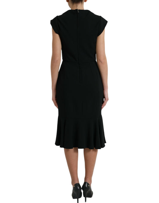 Dolce &amp; Gabbana Black Cady Viscose Sleeveless Dress