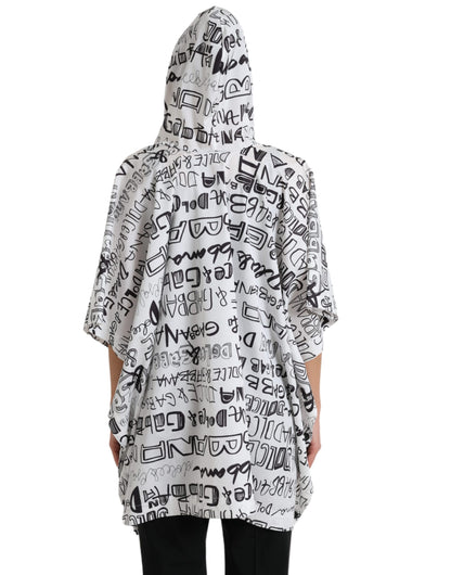 Dolce &amp; Gabbana White Logo Print Hooded Blouson T-shirt Top