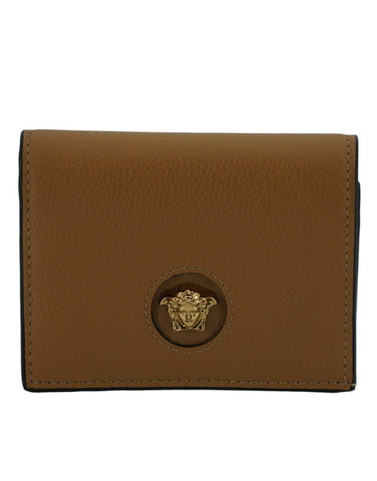 Versace – Elegante, kompakte Lederbrieftasche in Braun