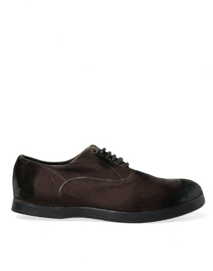Dolce &amp; Gabbana – Oxford-Schnürschuhe aus braunem Samt für Herren