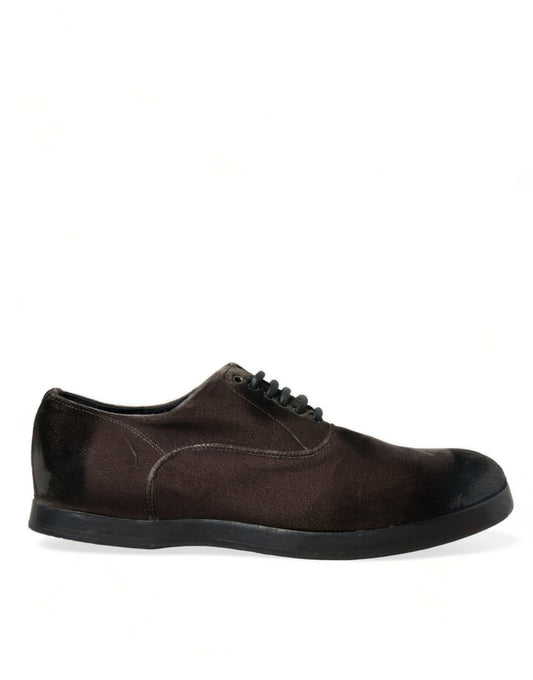 Dolce &amp; Gabbana – Oxford-Schnürschuhe aus braunem Samt für Herren