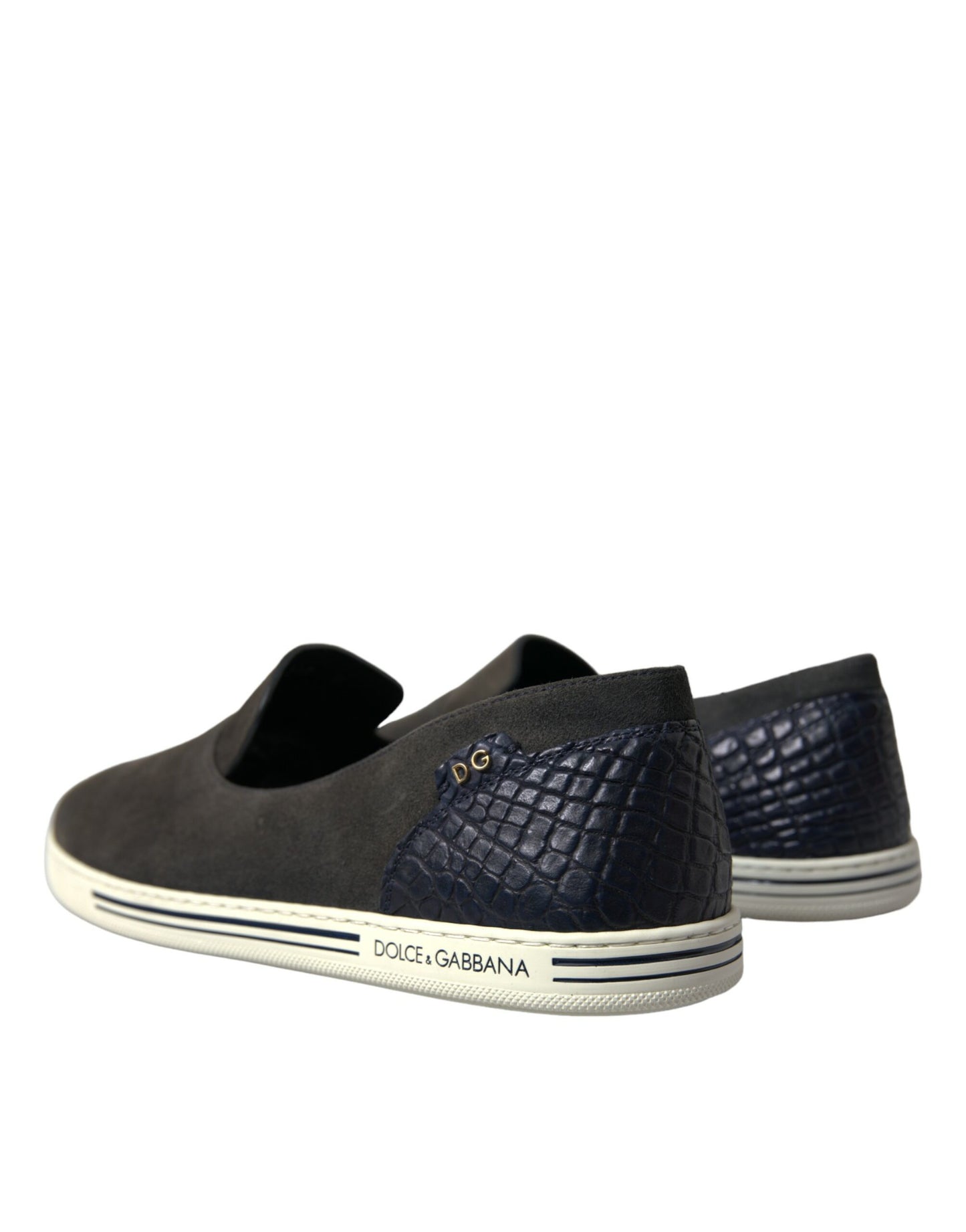 Dolce &amp; Gabbana Blau Wildleder Caiman Männer Loafers Hausschuhe Schuhe