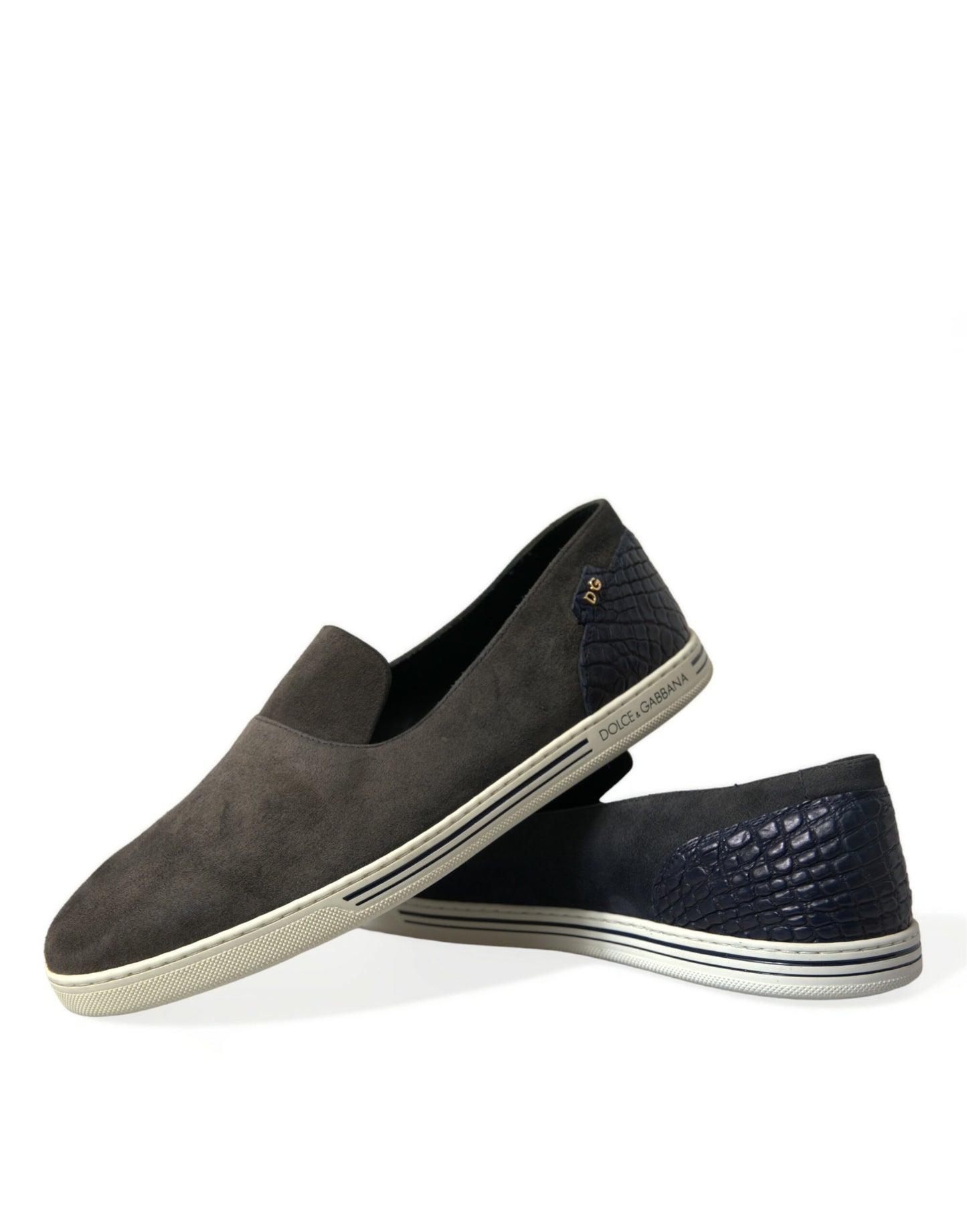 Dolce &amp; Gabbana Blau Wildleder Caiman Männer Loafers Hausschuhe Schuhe