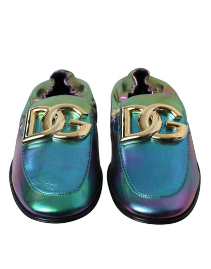 Dolce &amp; Gabbana – Mehrfarbige Loafer-Abendschuhe aus Leder mit DG-Logo