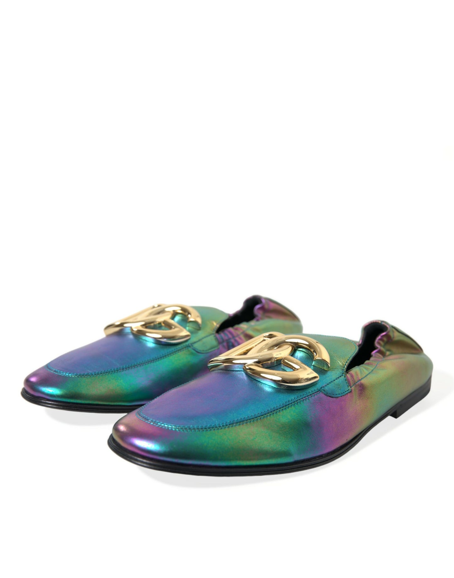 Dolce &amp; Gabbana – Mehrfarbige Loafer-Abendschuhe aus Leder mit DG-Logo