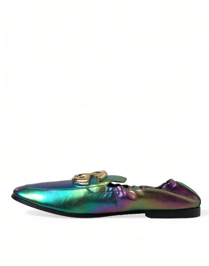 Dolce &amp; Gabbana – Mehrfarbige Loafer-Abendschuhe aus Leder mit DG-Logo