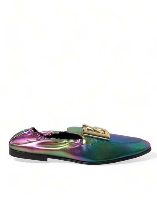 Dolce &amp; Gabbana – Mehrfarbige Loafer-Abendschuhe aus Leder mit DG-Logo