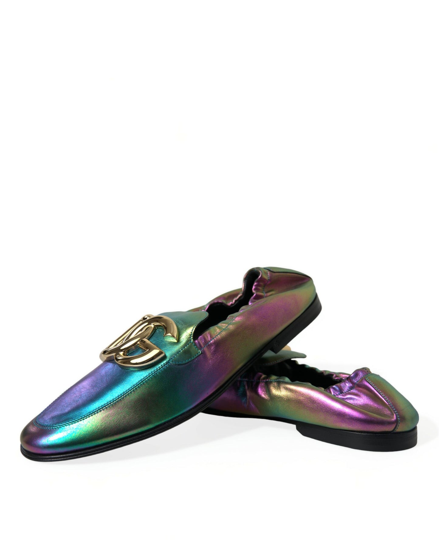 Dolce &amp; Gabbana – Mehrfarbige Loafer-Abendschuhe aus Leder mit DG-Logo