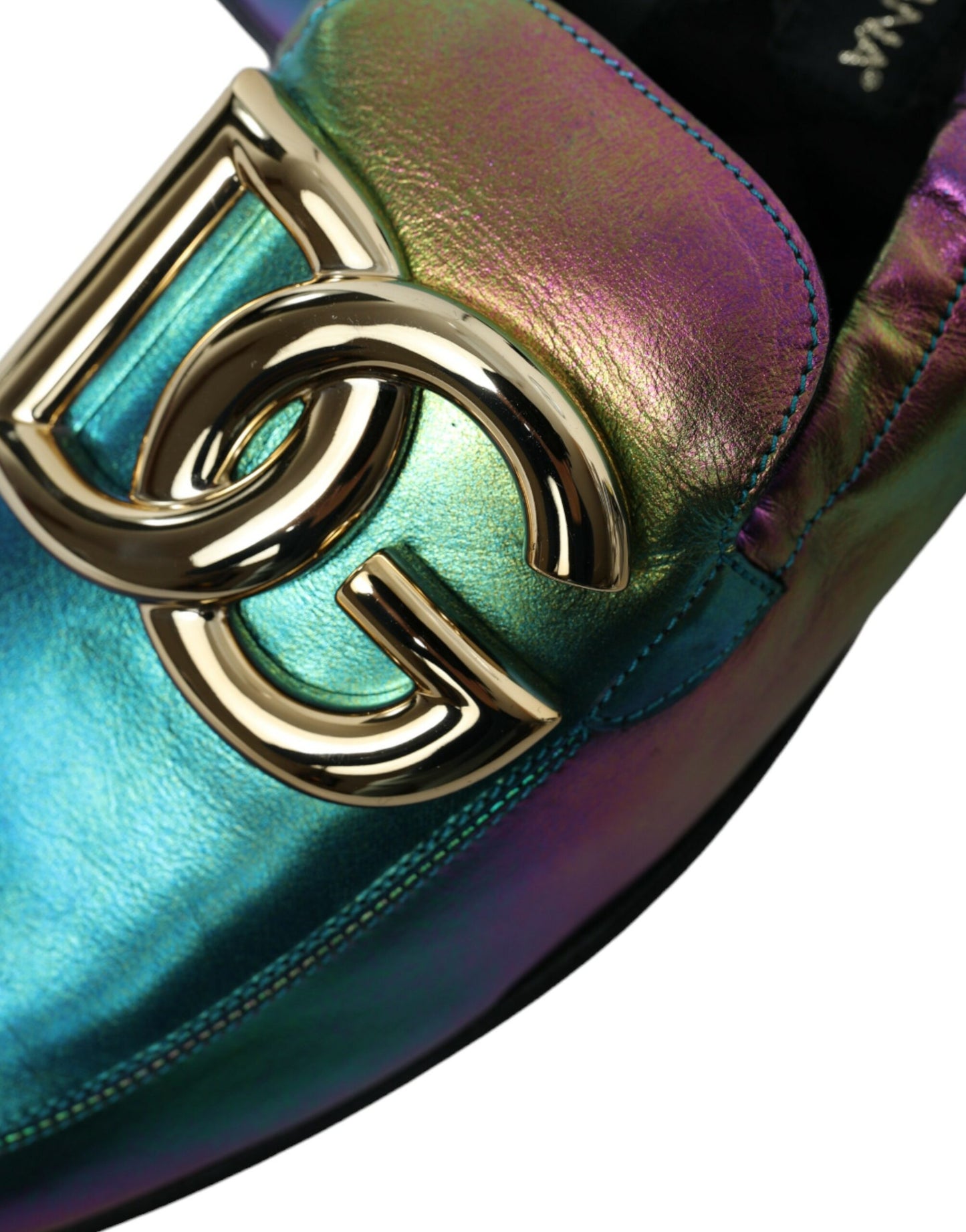 Dolce &amp; Gabbana – Mehrfarbige Loafer-Abendschuhe aus Leder mit DG-Logo