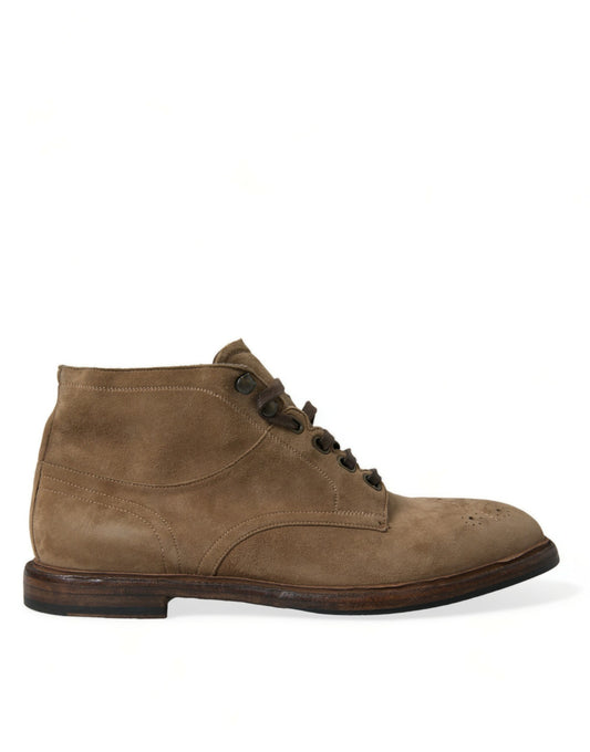 Dolce &amp; Gabbana – Stiefeletten mit Schnürung aus braunem Leder