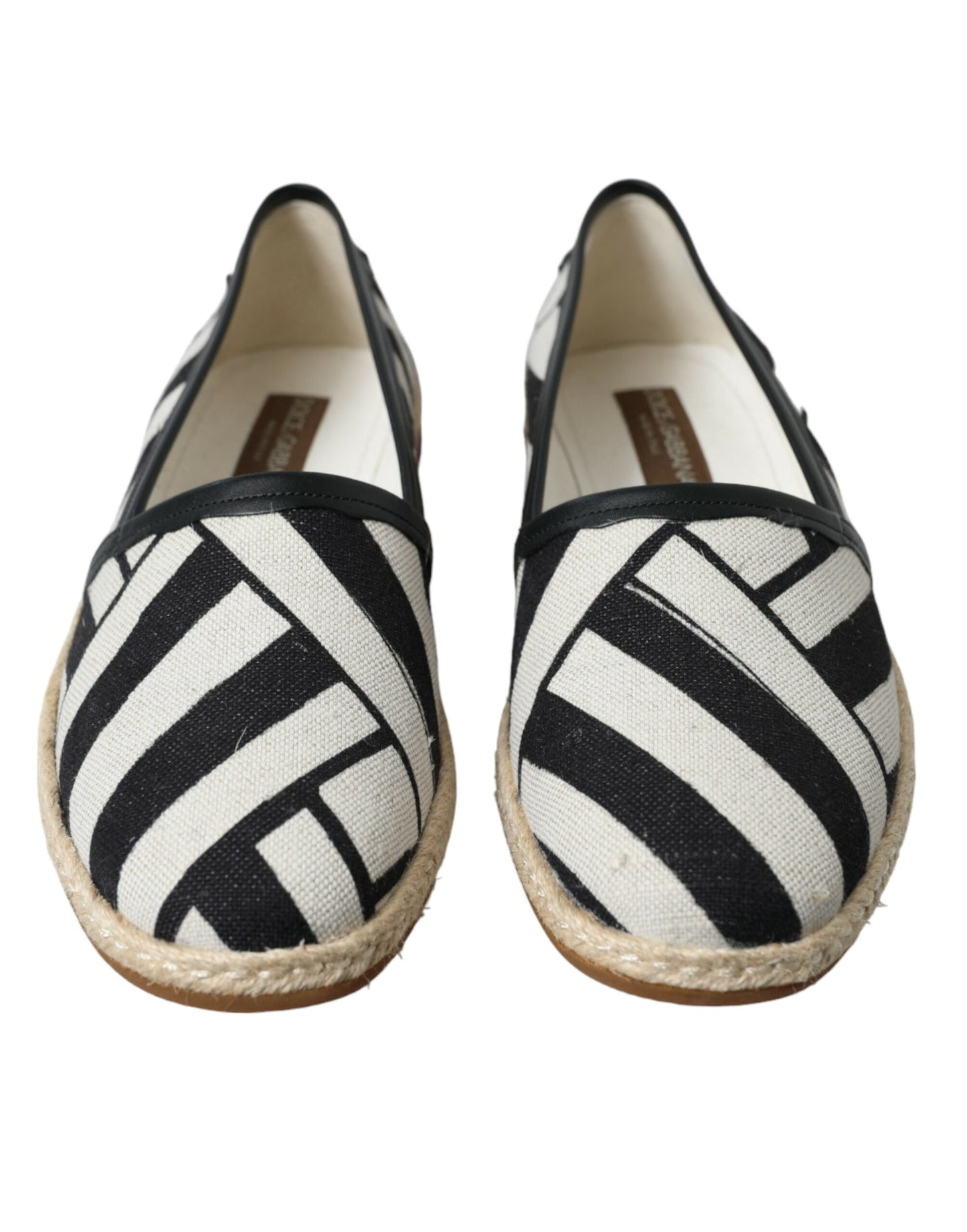 Dolce &amp; Gabbana Beige Black Striped Canvas Espadrilles MONDELLO Shoes