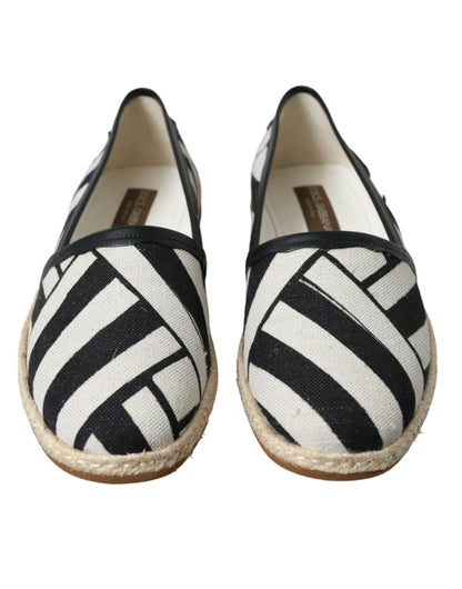 Dolce &amp; Gabbana Beige Black Striped Canvas Espadrilles MONDELLO Shoes