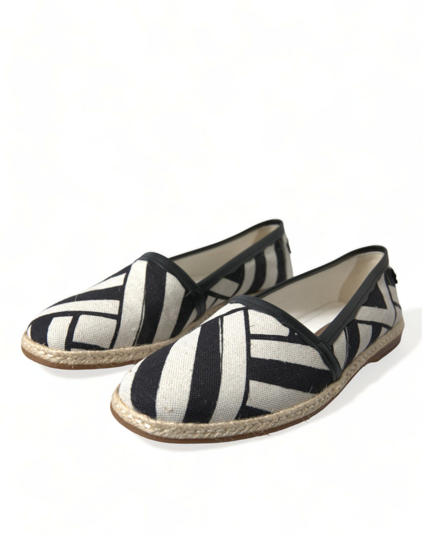 Dolce &amp; Gabbana Beige Black Striped Canvas Espadrilles MONDELLO Shoes