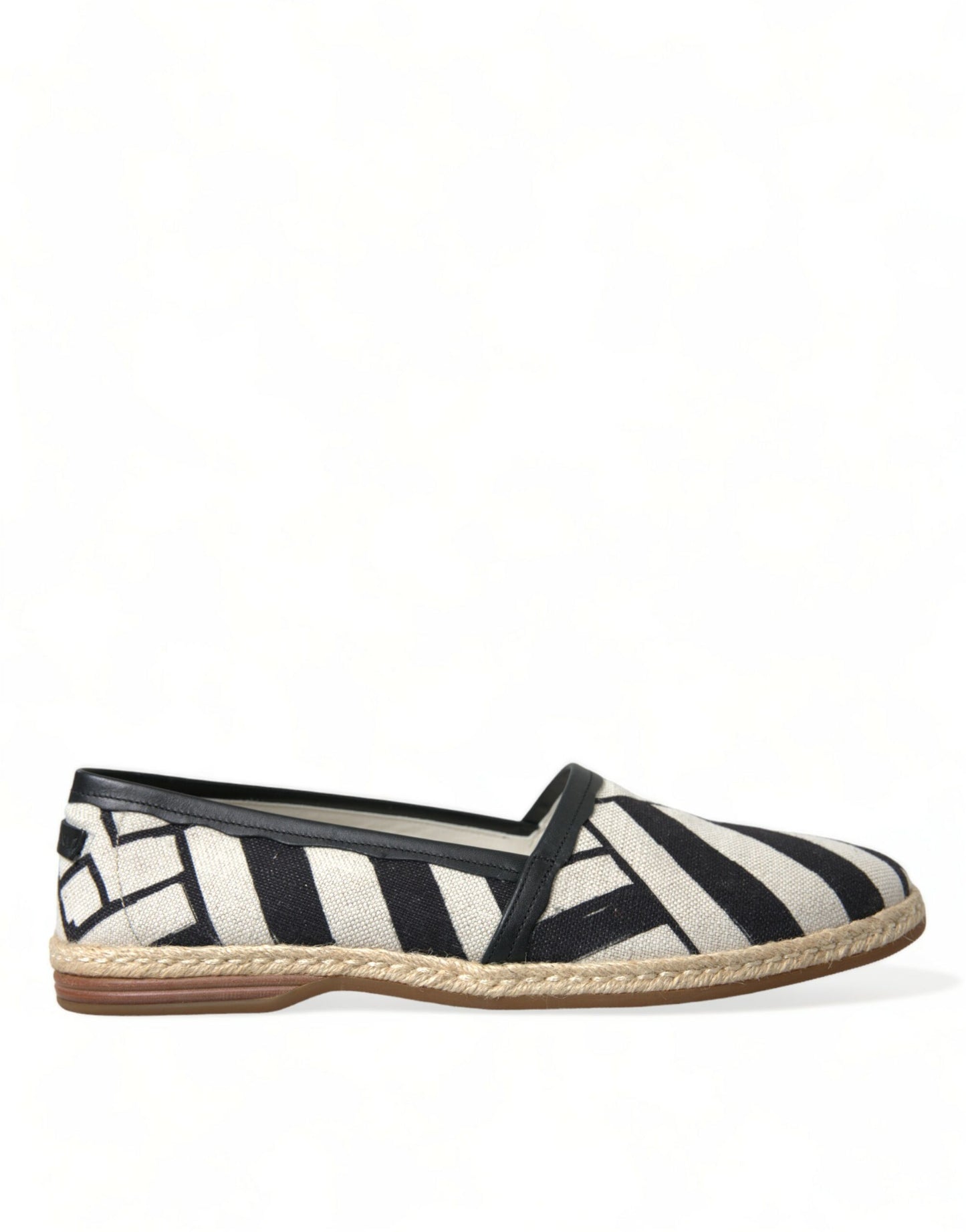 Dolce &amp; Gabbana Beige Black Striped Canvas Espadrilles MONDELLO Shoes