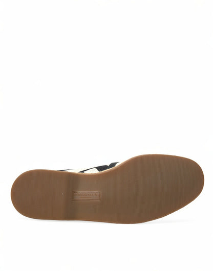Dolce &amp; Gabbana Beige Black Striped Canvas Espadrilles MONDELLO Shoes