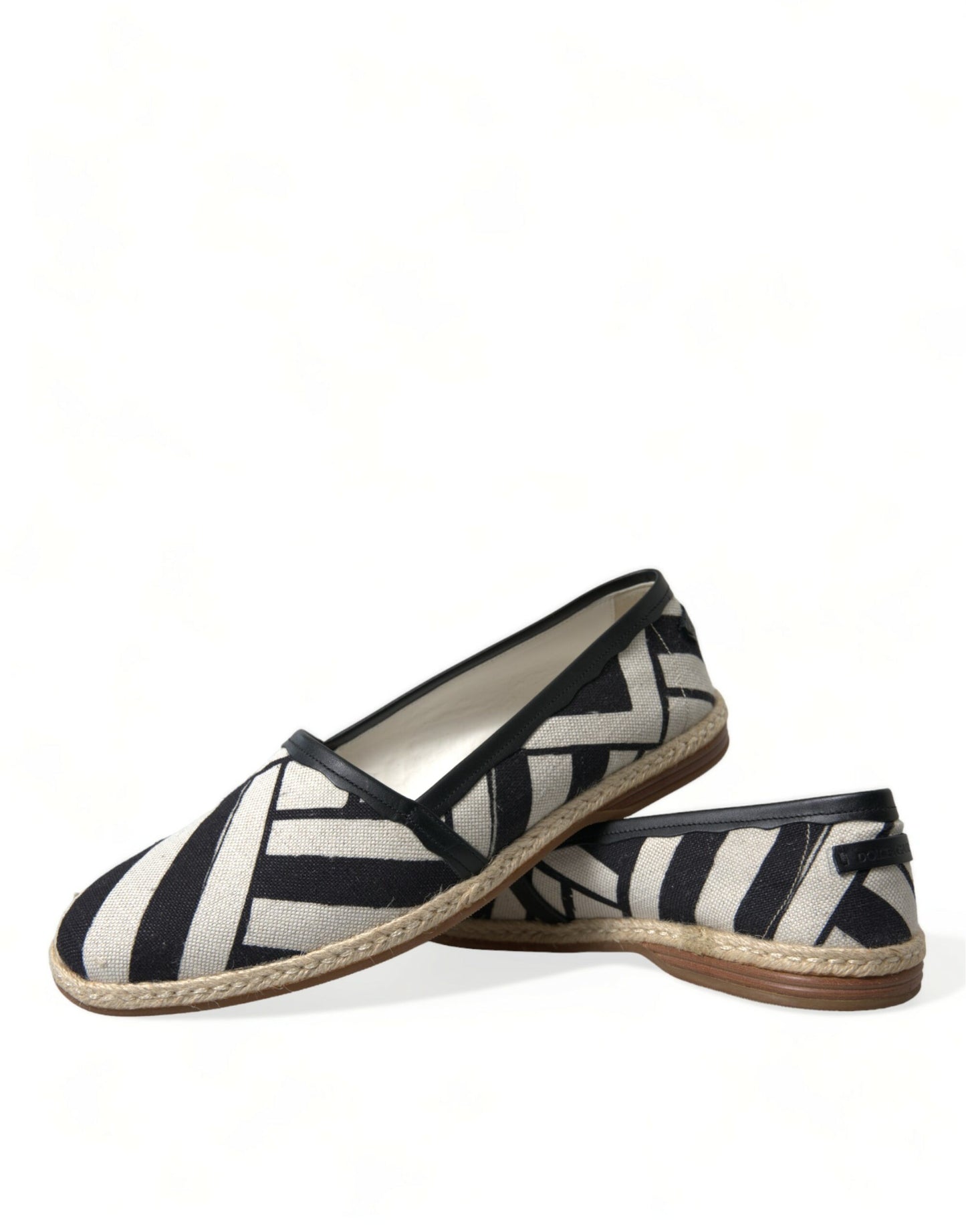 Dolce &amp; Gabbana Beige Black Striped Canvas Espadrilles MONDELLO Shoes