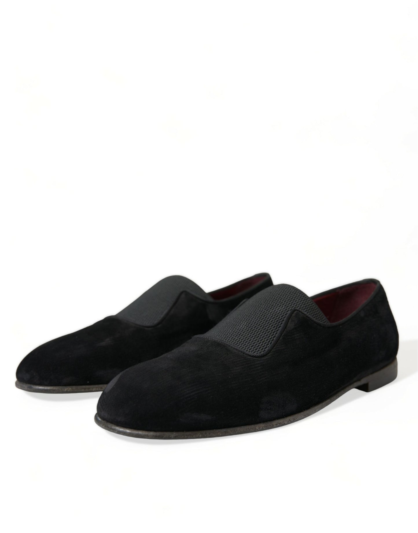 Dolce &amp; Gabbana Black RUNWAY Velor AMALFI Loafers Shoes