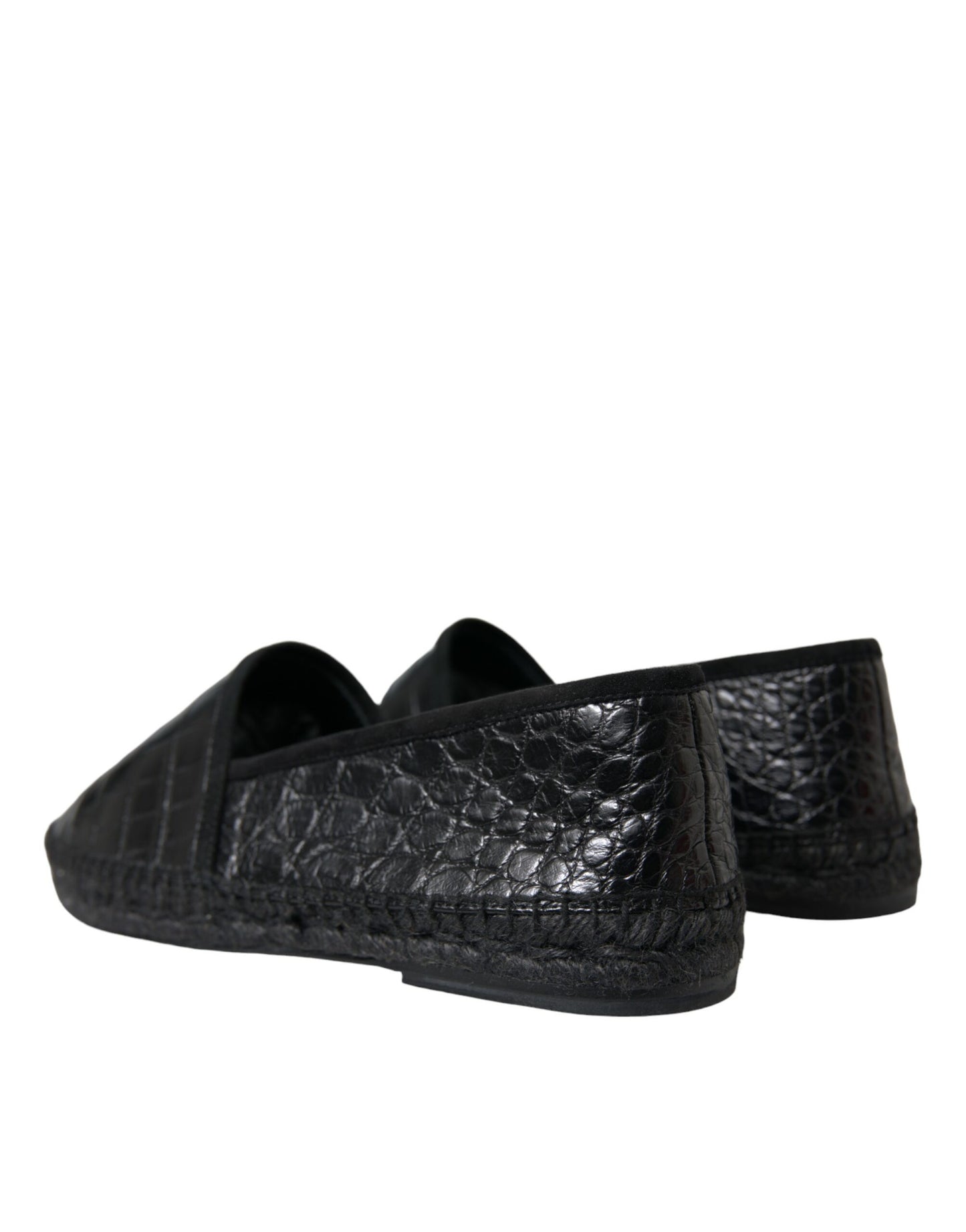 Dolce &amp; Gabbana Black Exotic Leather Espadrilles Slip On Shoes