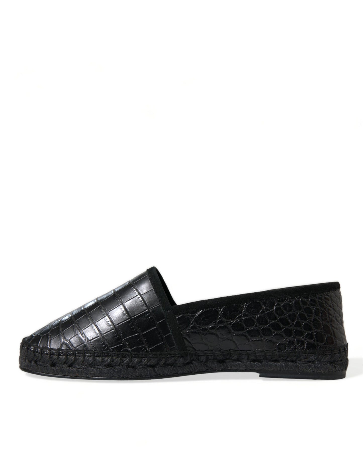 Dolce &amp; Gabbana Black Exotic Leather Espadrilles Slip On Shoes