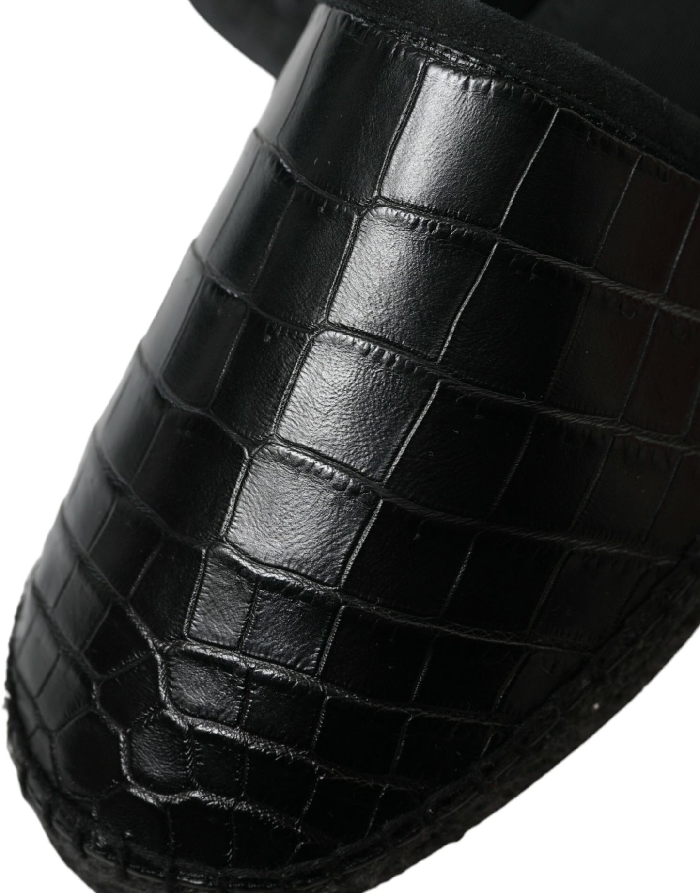 Dolce &amp; Gabbana Black Exotic Leather Espadrilles Slip On Shoes