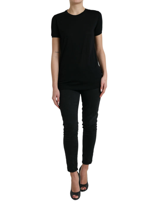 Dolce &amp; Gabbana Black Wool Short Sleeves Crewneck Top T-shirt