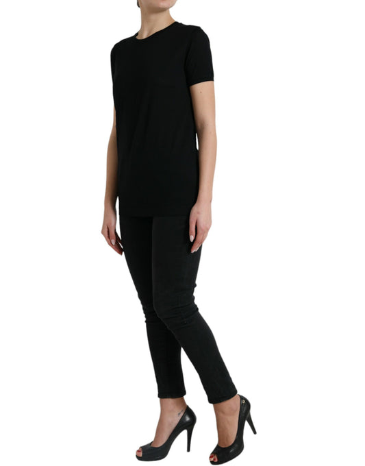 Dolce &amp; Gabbana Black Wool Short Sleeves Crewneck Top T-shirt