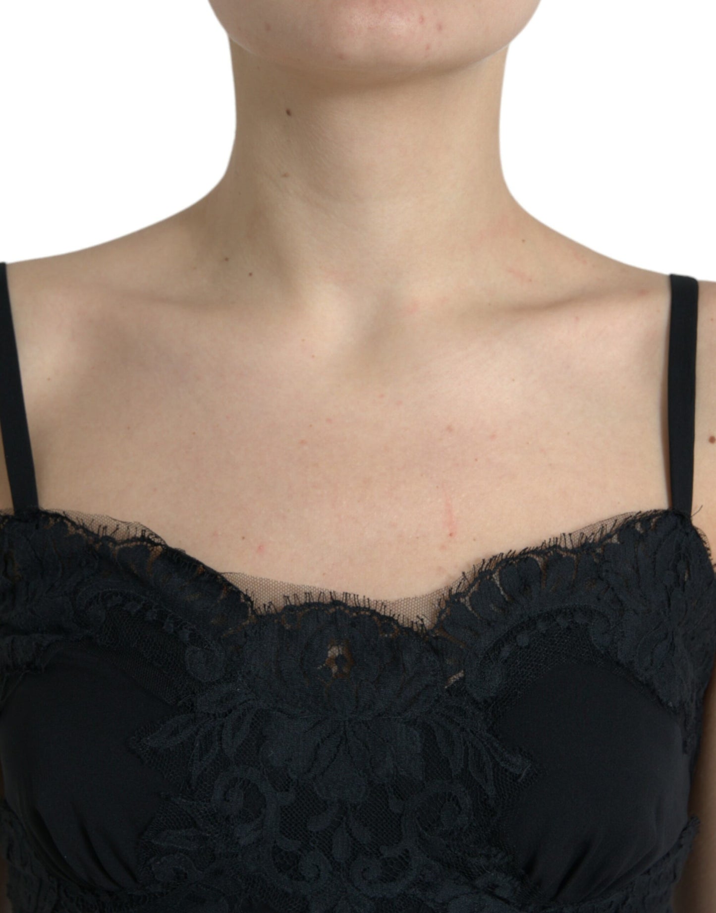 Dolce &amp; Gabbana Black Silk Stretch Lace Sleeveless Tank Top
