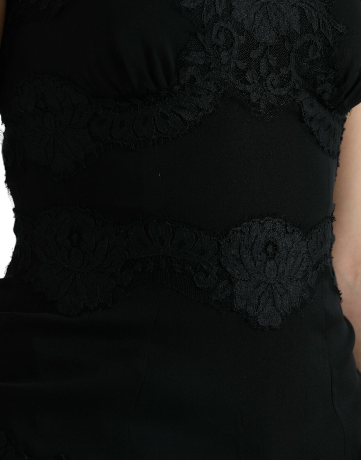 Dolce &amp; Gabbana Black Silk Stretch Lace Sleeveless Tank Top