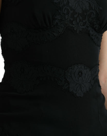 Dolce &amp; Gabbana Black Silk Stretch Lace Sleeveless Tank Top