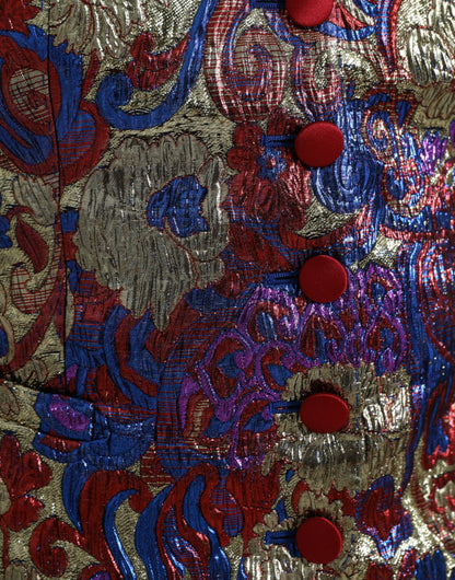 Dolce &amp; Gabbana – Mehrfarbiges Weste-Oberteil mit Jacquard-Knopf