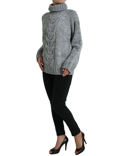 Dolce &amp; Gabbana Grauer Rollkragenpullover aus Kaschmir