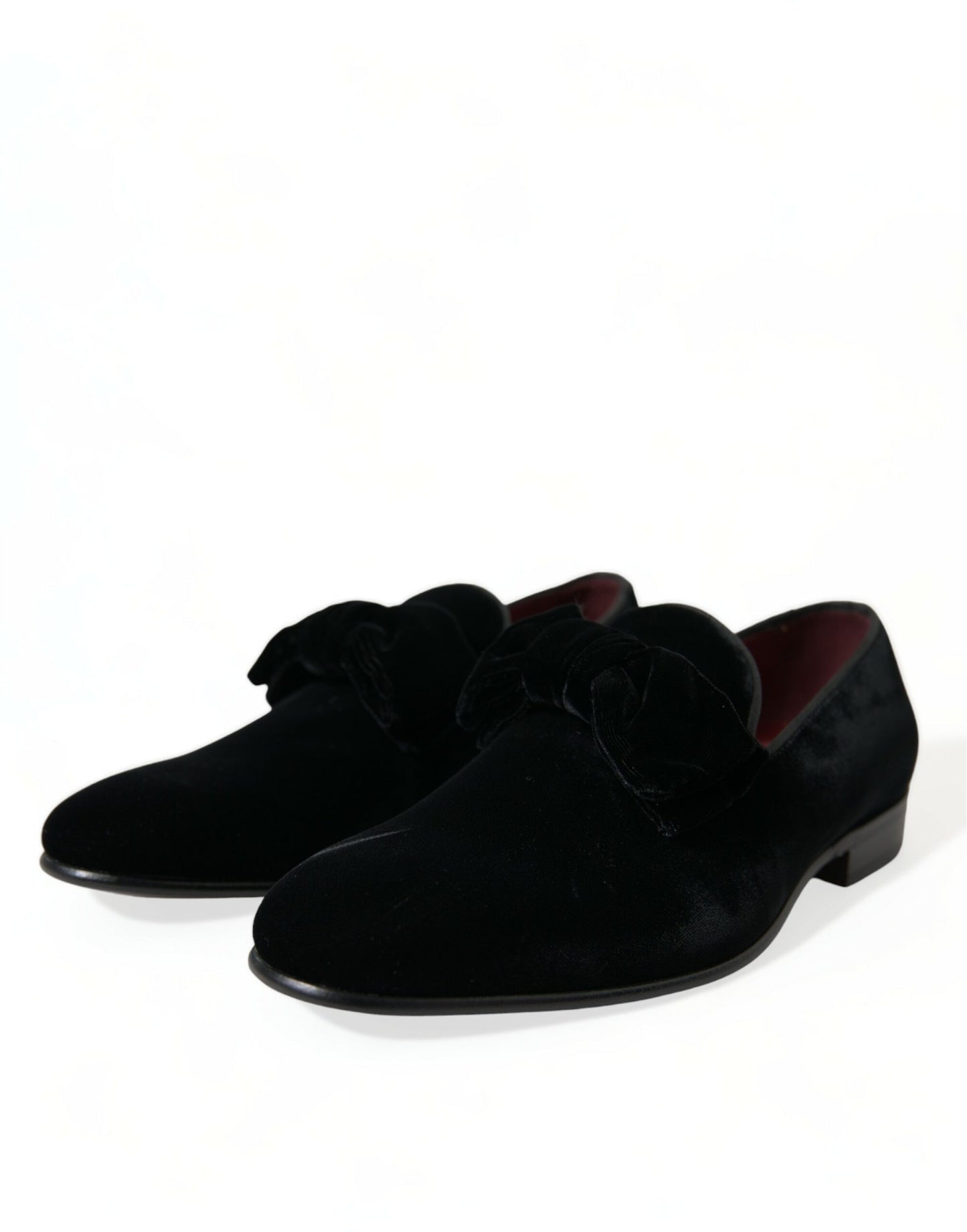 Dolce &amp; Gabbana Black Velvet Loafers Formal Dress Shoes