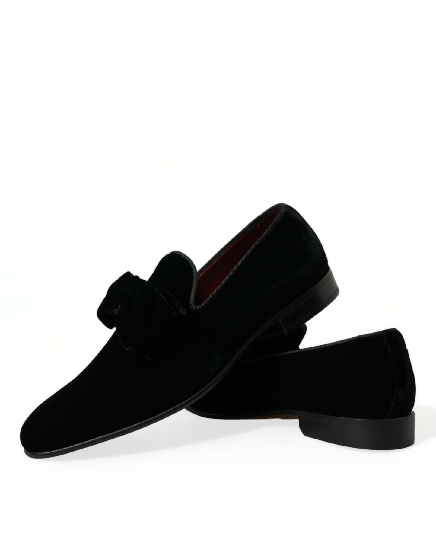Dolce &amp; Gabbana Black Velvet Loafers Formal Dress Shoes