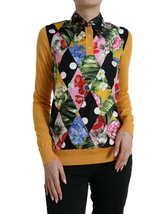 Dolce &amp; Gabbana – Mehrfarbiger Henley-Pullover aus Kaschmir mit Patchwork