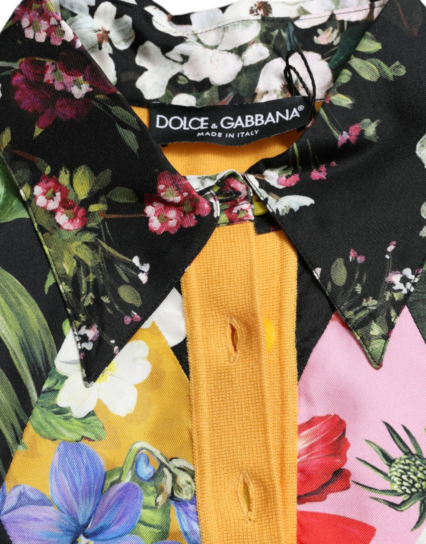 Dolce &amp; Gabbana – Mehrfarbiger Henley-Pullover aus Kaschmir mit Patchwork