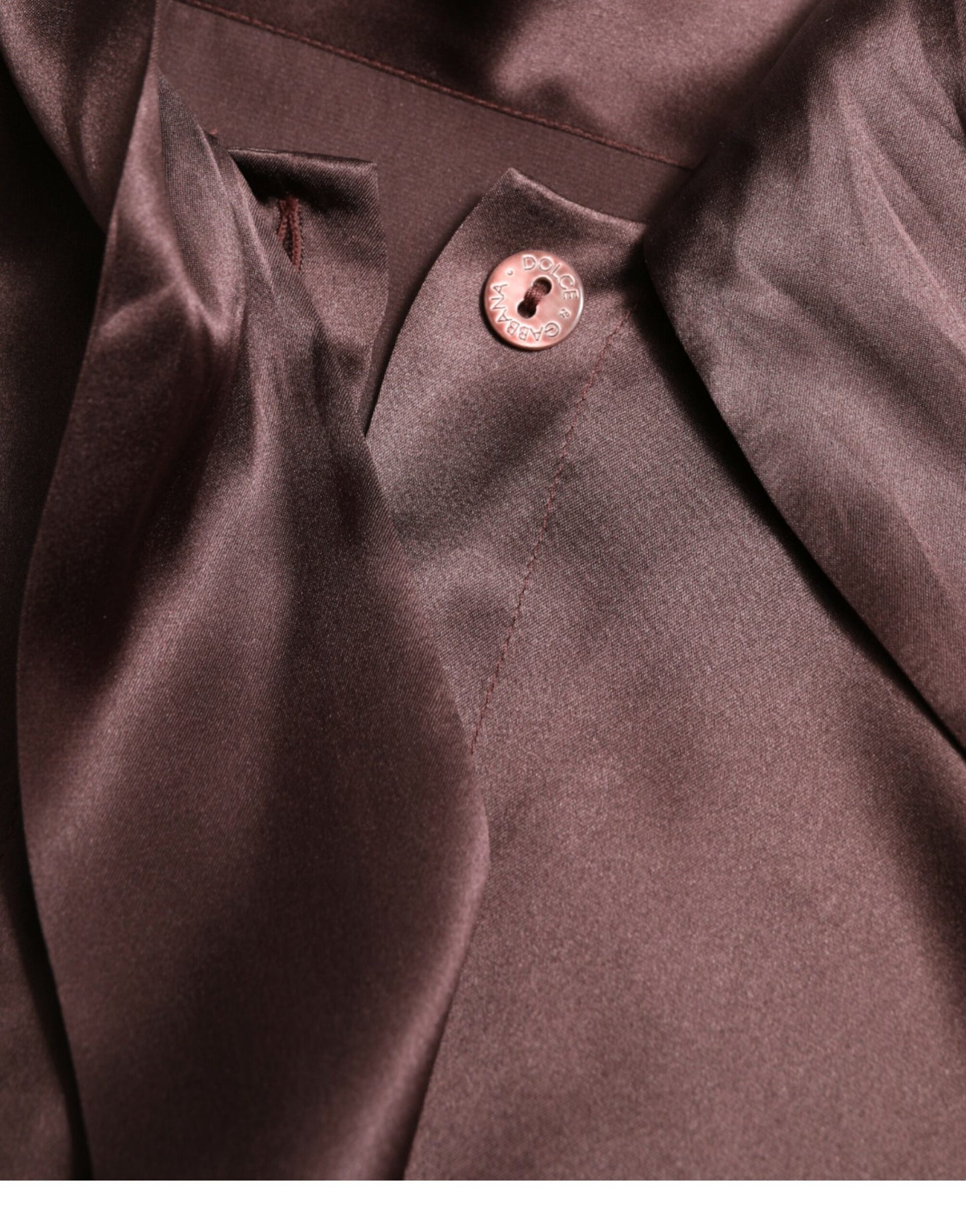 Dolce &amp; Gabbana Brown Silk Ascot Collar Long Sleeve Blouse Top
