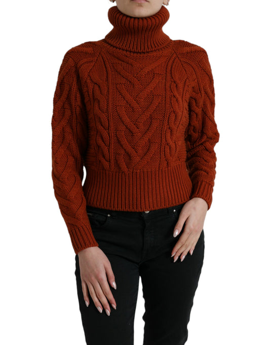 Dolce &amp; Gabbana – Brauner Rollkragenpullover aus Wollstrick
