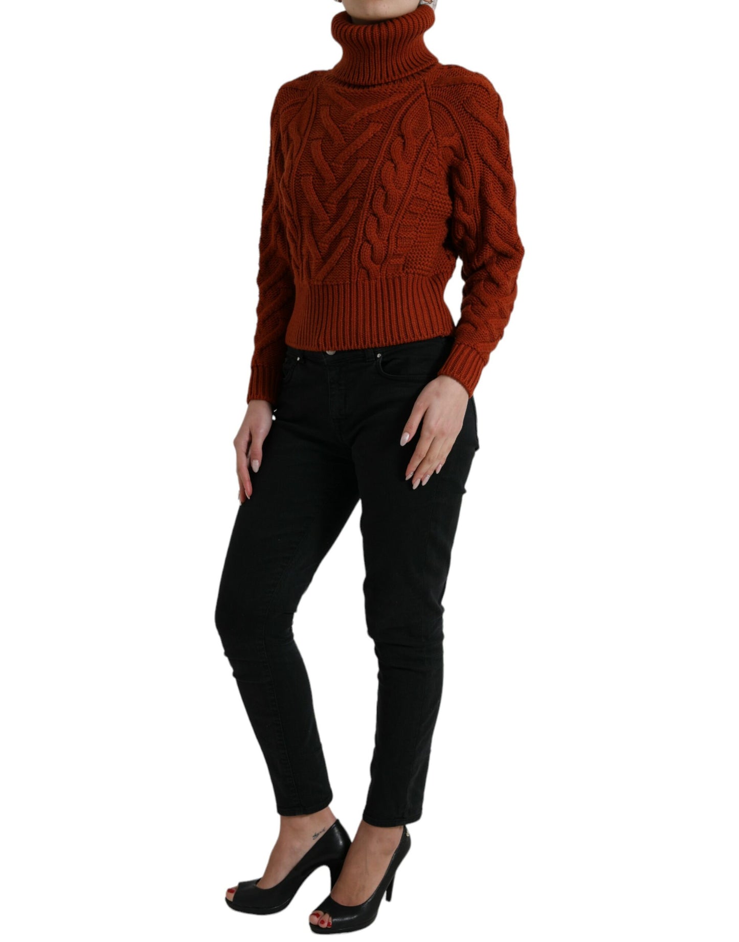 Dolce &amp; Gabbana – Brauner Rollkragenpullover aus Wollstrick