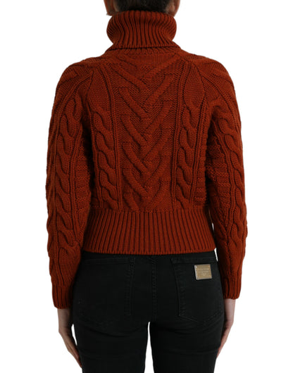 Dolce &amp; Gabbana – Brauner Rollkragenpullover aus Wollstrick