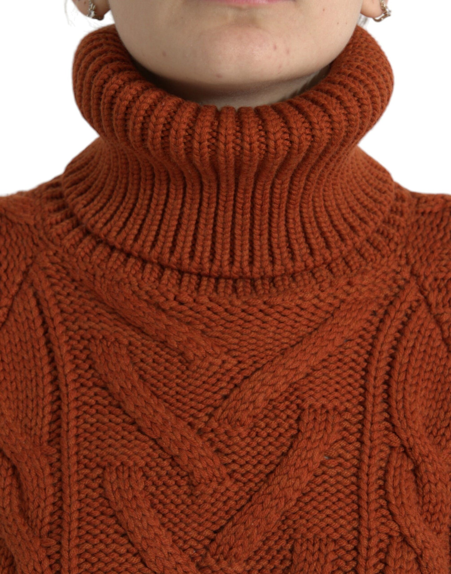 Dolce &amp; Gabbana – Brauner Rollkragenpullover aus Wollstrick