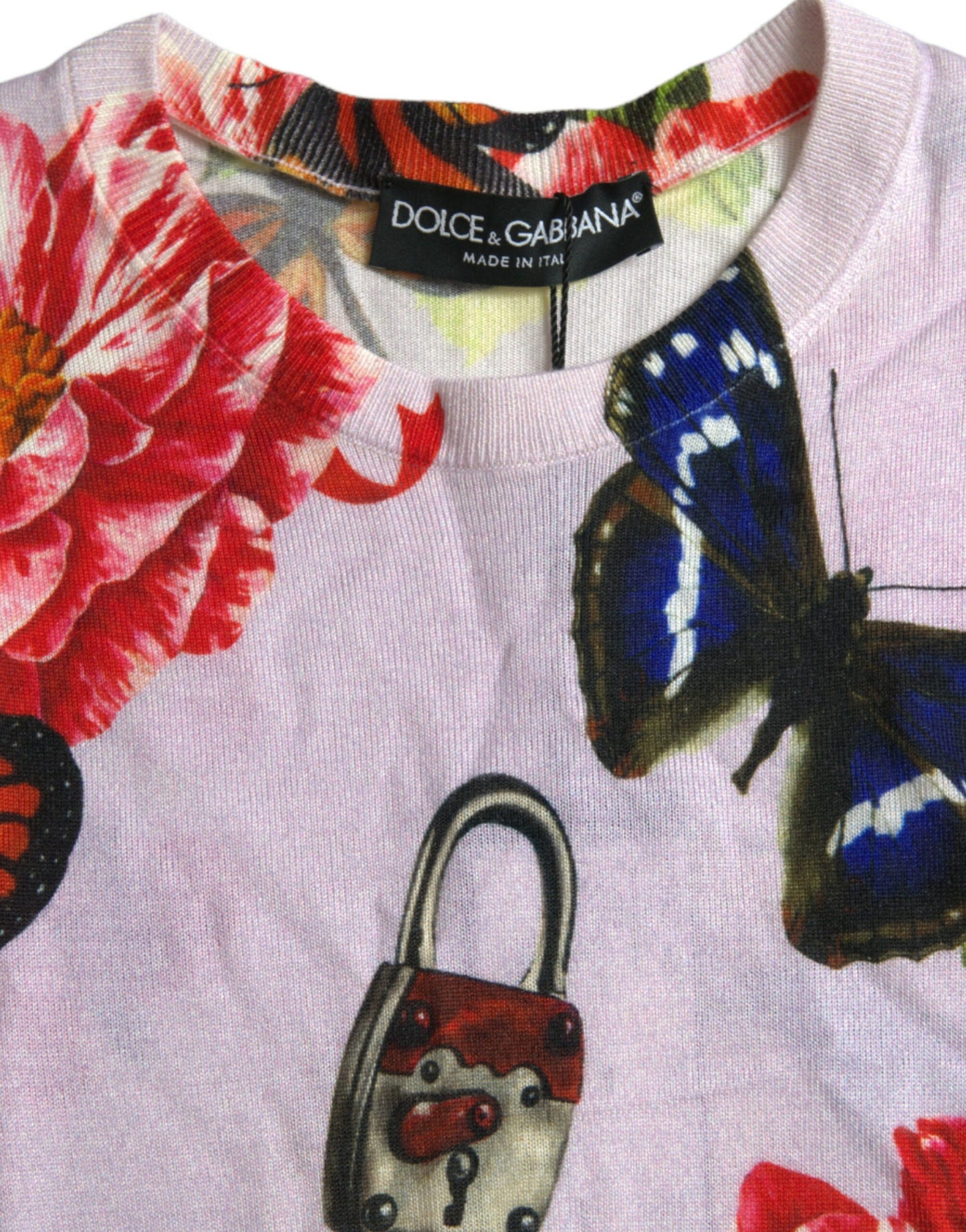 Dolce &amp; Gabbana Multicolor Floral Padlock Butterfly Tank Top