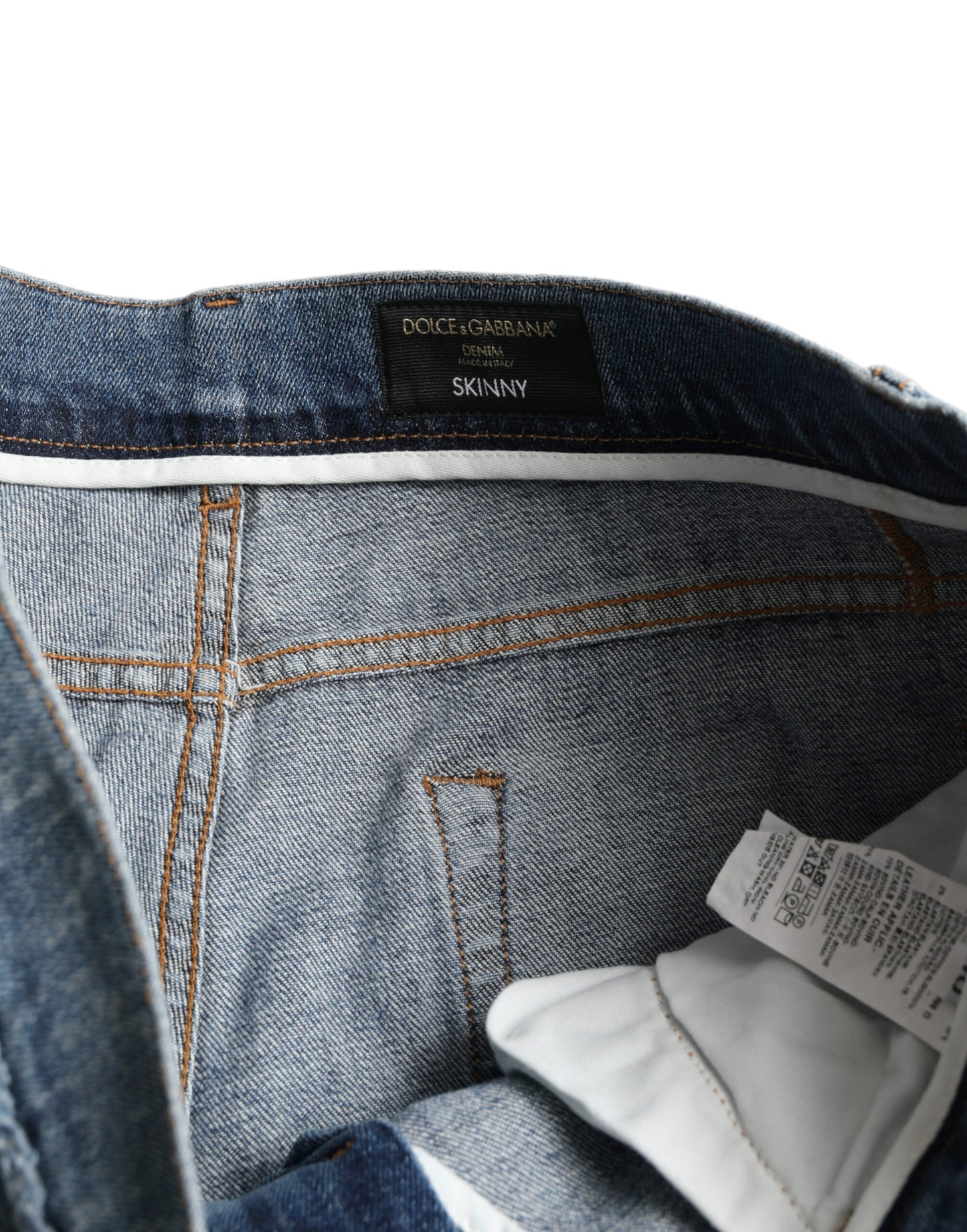 Dolce &amp; Gabbana Blue Washed Skinny Cotton Stretch Denim Jeans