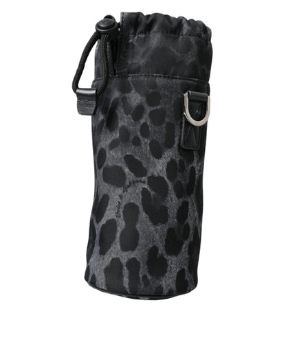 Dolce &amp; Gabbana – Runde, schmale Tragetasche mit Flaschenhalter und schwarzem Leopardenmuster