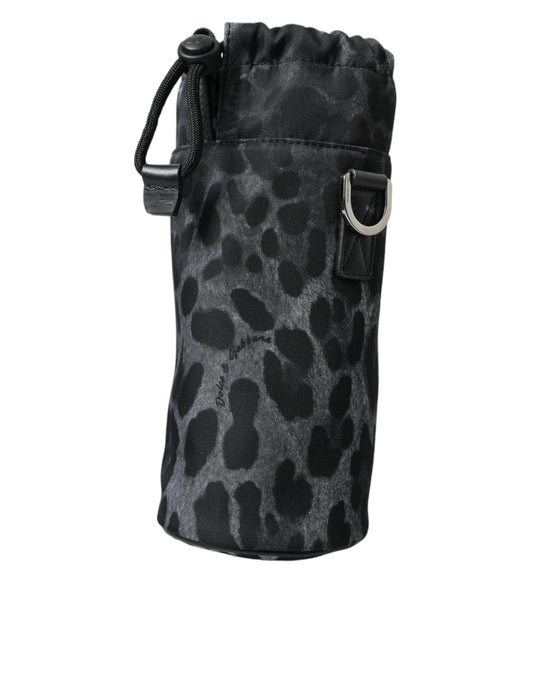 Dolce &amp; Gabbana – Runde, schmale Tragetasche mit Flaschenhalter und schwarzem Leopardenmuster