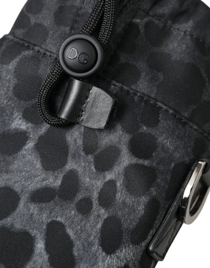 Dolce &amp; Gabbana – Runde, schmale Tragetasche mit Flaschenhalter und schwarzem Leopardenmuster